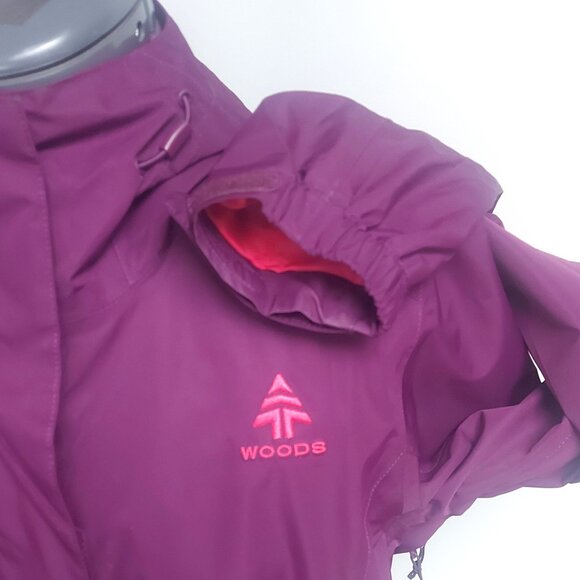 Woods Canatite Hooded Rain Jacket in Purple with Fuschia Lining - Size S - Picture 9 of 14
